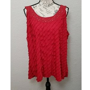 3x women's Jaclyn Smith brand red ruffle sleeveless top